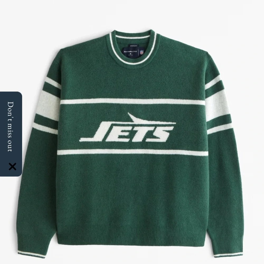 Abercrombie & Fitch Green and White Crewneck Sweater - Picture 1 of 2